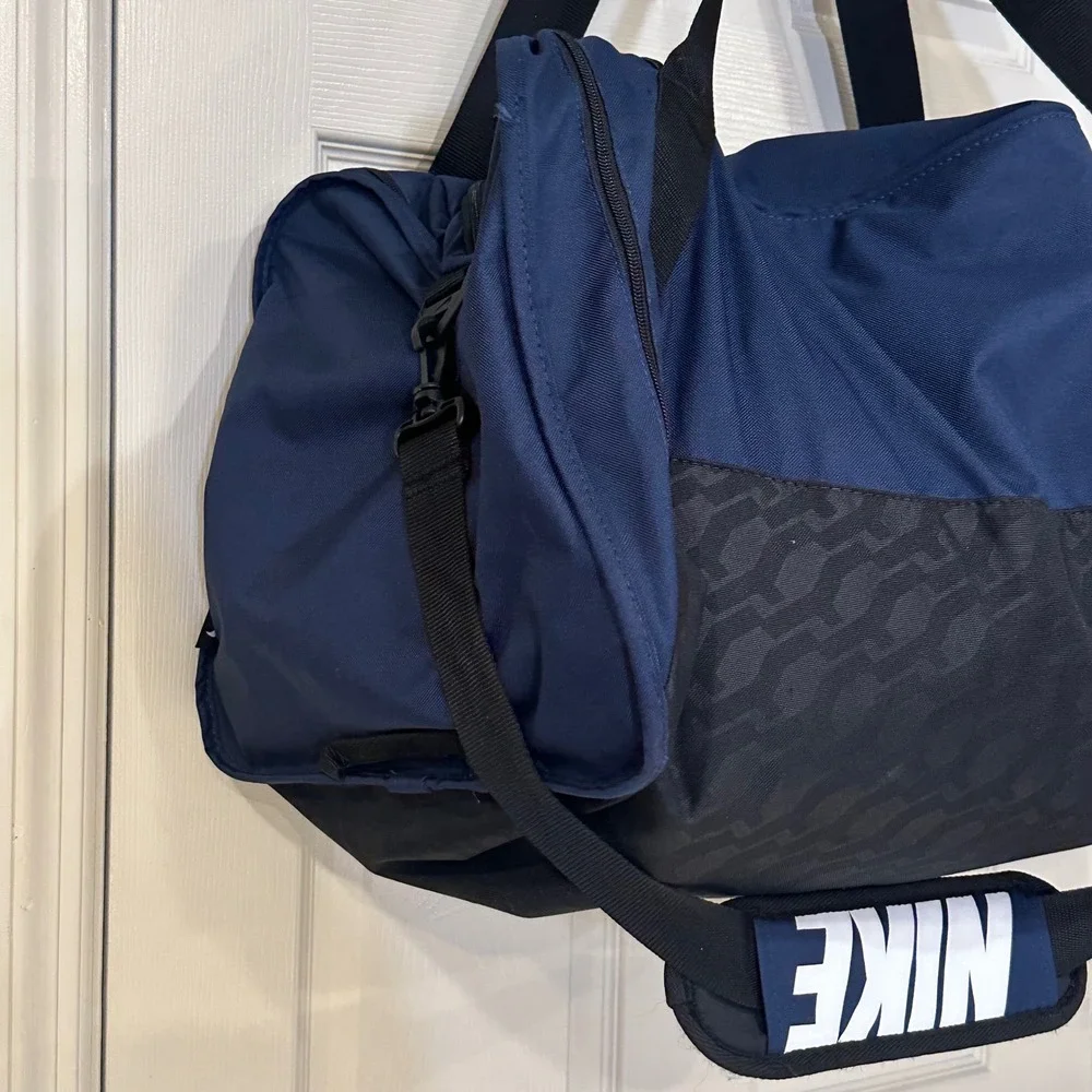 Nike vintage duffle Bag Navy Blue Black Gym Travel Bag Large nwt